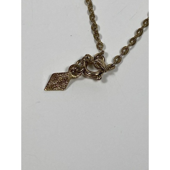 Sarah Coventry Necklace Gold Tone Faux Lucite Tiger Eye Pendant Vintage 70s - Picture 9 of 13